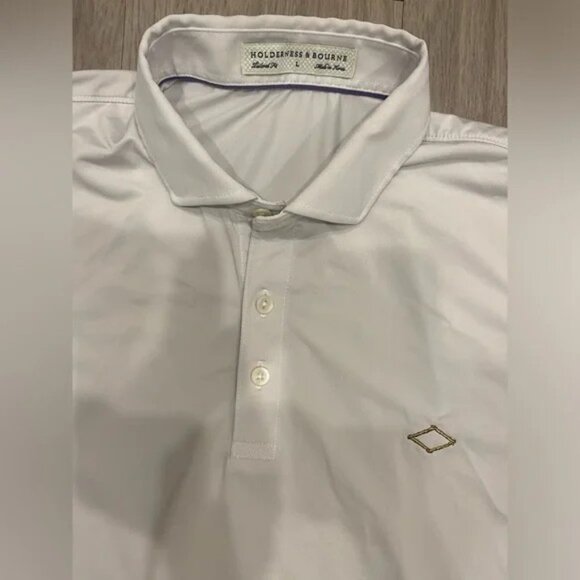 Holderness & Bourne Tailored Fit Polo Shirt Mens Size Large L White Performance - Picture 7 of 7